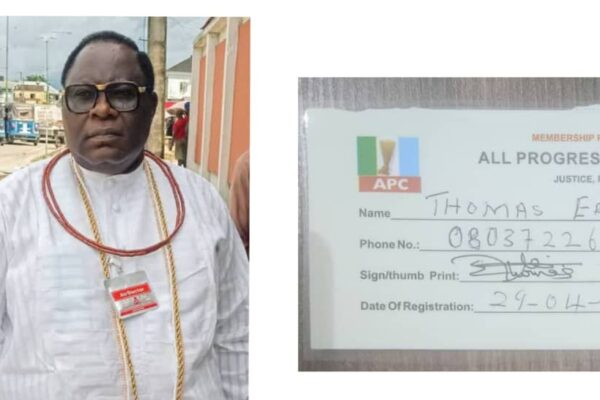 Reps Member, Thomas Ereyitomi Picks APC Membership Card in his ward, in Warri South West Local Government